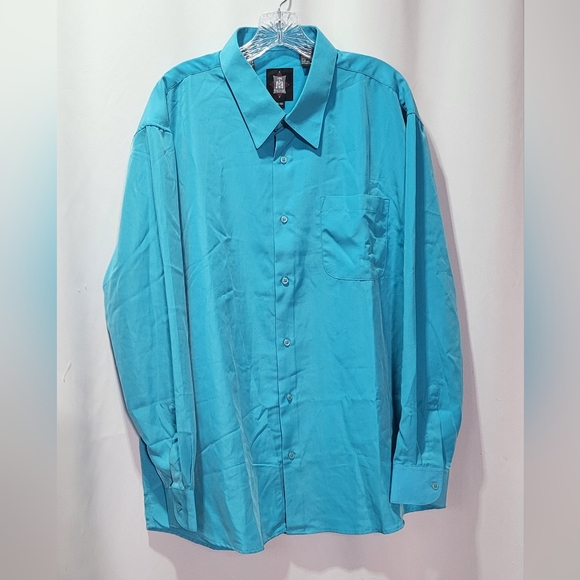 TM Exposure Other - TM Exposure Men's Cyan Blue Long Sleeve Button-Up Dress Shirt Size 2XL EUC